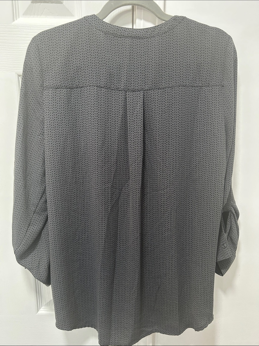 Apt. 9 Charcoal Micro-Print Split-Neck Blouse - Picture 3 of 5